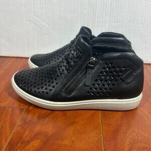 ECCO Laser Cut Bootie Sneaker Womens US 6 Soft Leather Black EU 37
